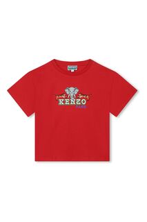 Красная детская футболка Kenzo с логотипом слона Kenzo, красный