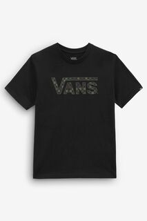 Черная футболка для мальчика с клетчатым узором Vans, черный