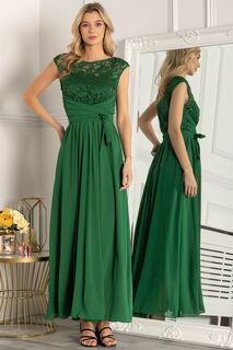 Зелёное платье макси с кружевным верхом Jolie Moi, зеленый