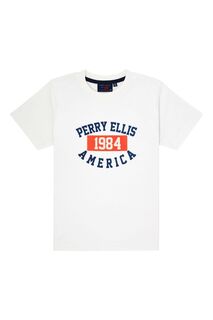 Белая футболка с логотипом Perry Ellis America, белый