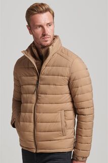 Короткое светлое пуховое пальто Superdry, коричневый