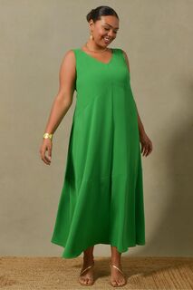 Платье макси Green Curve с V-образным вырезом Live Unlimited, зеленый