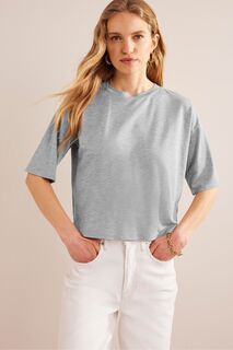 Блестящая блузка прямого кроя Boden, серый
