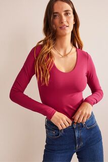 Многослойная блузка с широким вырезом Boden, розовый
