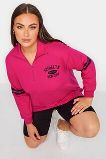 Короткая толстовка на молнии с эффектом металлик Varsity Yours, розовый