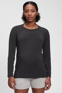 Дышащая футболка для беременных с длинными рукавами Gap, черный