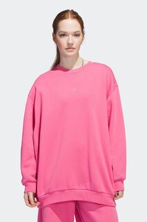 Спортивная флисовая толстовка оверсайз с круглым вырезом adidas, розовый