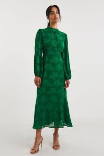 Зеленое платье с рукавами на пуговицах и выгоревшим узором Joanna Hope , зеленый