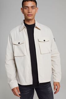 Бежевая легкая куртка-рубашка из переработанного материала Calvin Klein, бежевый