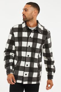 Флисовая куртка-рубашка с клетчатыми пуговицами Threadbare, черный