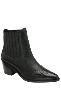 Кожаные ботинки в стиле вестерн на блочном каблуке Ravel, черный