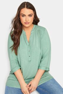 Блузка с планкой на пуговицах и полузастежкой Yours, зеленый