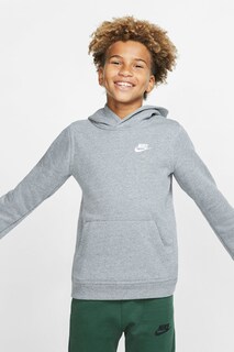 Флисовый пуловер Club с капюшоном Nike, серый