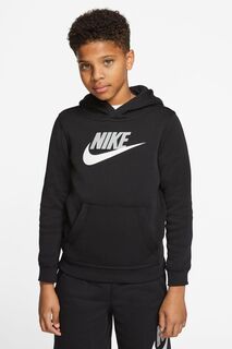 Флисовый пуловер Club с капюшоном Nike, черный