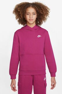 Флисовый пуловер Club с капюшоном Nike, розовый