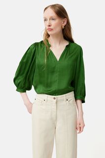 Зеленая атласная блузка Cicelly с драпировкой Jigsaw, зеленый