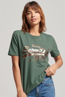 Винтажная футболка с логотипом Superdry, зеленый