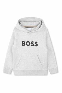 Серое меланжевое худи с логотипом BOSS, серый