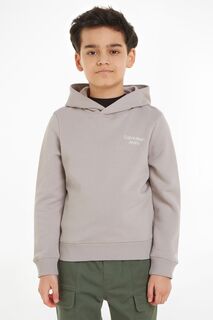 Детская толстовка Stack серого цвета с логотипом Calvin Klein, серый