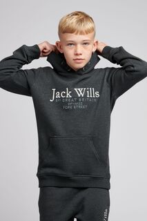 Графитовое худи с надписью Jack Wills, серый