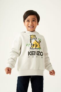 Кремовая толстовка Kenzo KIDS с логотипом в виде тигра Kenzo, бежевый