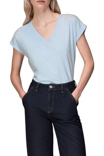 Синяя футболка Willa с V-образным вырезом и короткими рукавами Whistles, синий