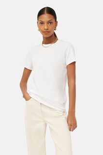 Белая футболка с круглым вырезом из хлопка супима Jigsaw, белый