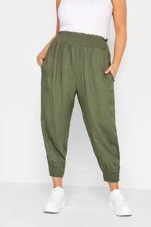 Укороченные брюки-шаровары со складками Yours, зеленый