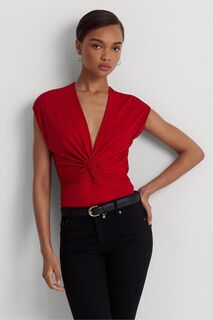 Красная футболка из джерси с короткими рукавами и перекрученной передней частью Lauren Ralph Lauren, красный