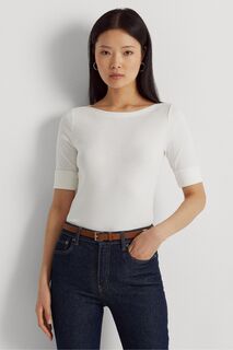Белая футболка Judy из эластичного хлопка Lauren Ralph Lauren, белый