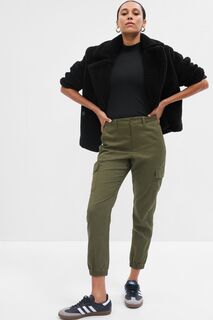 Саржевые брюки карго покроя Girlfriend с технологией Washwell Gap, зеленый