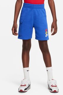 Флисовые шорты карго Club с ярким логотипом Nike, синий