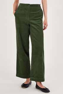 Зеленые вельветовые брюки с широкими штанинами Monsoon, зеленый