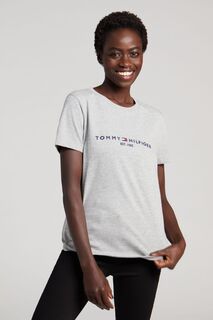 Белая футболка с логотипом Heritage Tommy Hilfiger, серый