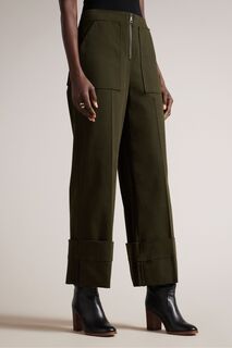 Зелёные широкие брюки Liziya с открытой молнией Ted Baker, зеленый