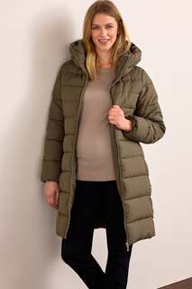 Утепленное пальто для беременных со вставкой на молнии Next, зеленый