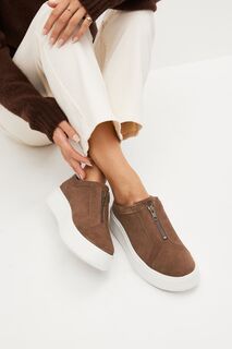 Кожаные спортивные туфли Signature Forever Comfort на толстой подошве и застежке-молнии Next, коричневый