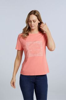 Розовая женская футболка Carina из натурального хлопка с графикой Animal, розовый