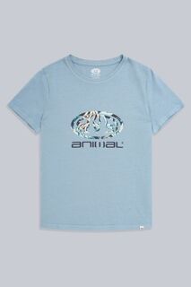 Синяя женская футболка Carina из натурального хлопка с графикой Animal, синий