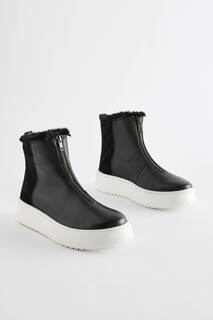 Кожаные кроссовки Signature Forever Comfort с высоким верхом на толстой подошве и застежкой-молнией Next, черный