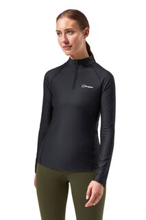 Черная женская футболка с длинным рукавом и молнией 24/7 и молнией 10/11 Berghaus, черный