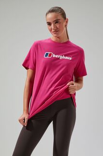 Розовая футболка бойфренда с большим логотипом Berghaus, розовый