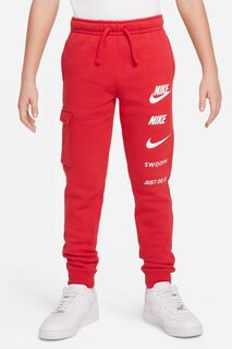 Джоггеры карго из флиса с логотипом Nike, красный