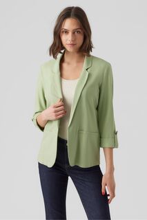 Куртка имеет рюши на рукавах и включает льняное полотно VERO MODA, зеленый