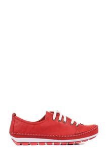Женские кожаные спортивные туфли на шнуровке Pavers, красный