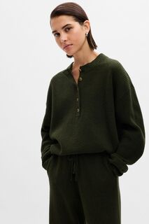 Джемпер с длинными рукавами Soft Touch Henley Gap, зеленый