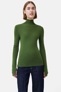 Зеленый свитер Superfine из шерсти мериноса Jigsaw, зеленый