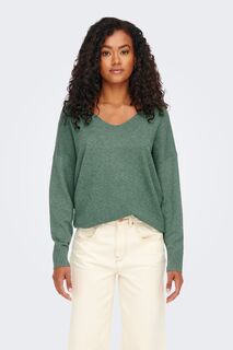 Вязаный свитер с V-образным вырезом ONLY, зеленый