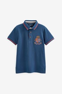 Рубашка-поло с короткими рукавами вышитым логотипом Heritage и нашивкой Next, синий