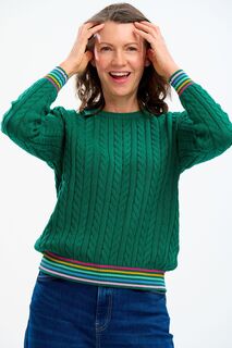 Зеленый свитер Barbara косой вязки Sugarhill Brighton, зеленый